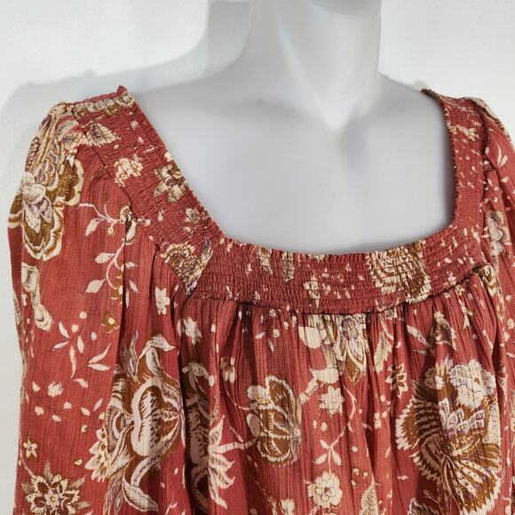 Chaps Top Blouse Womens XXL Peasant Cottage Core Boho Floral Squareneck Sheer - Picture 4 of 12